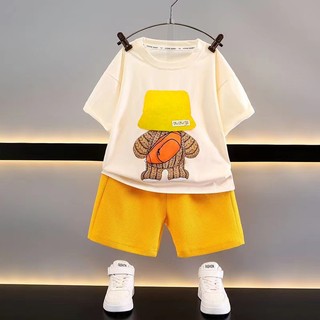 Bé Trai Và Bé Gái Top + Quần Short 2 Bộ Mùa Hè Mới Hàn Quốc Trẻ Em Thường Ngày Thoáng Khí Bộ Gấu Tay Ngắn