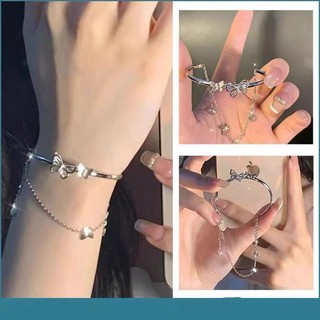 Vòng Tay Hai Lớp Mặt Hình Bướm Phong Cách Hàn Quốc HaminStore
