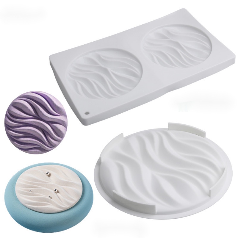 Khuôn Silicone Tròn 6 / 8-Inch Làm Bánh Gợn Sóng DIY