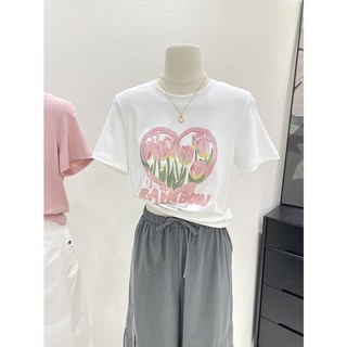 HIIXIIVI Áo Thun Cotton Tay Ngắn Dáng Rộng Phong Cách Hàn Quốc Mùa Hè Cho Nữ
