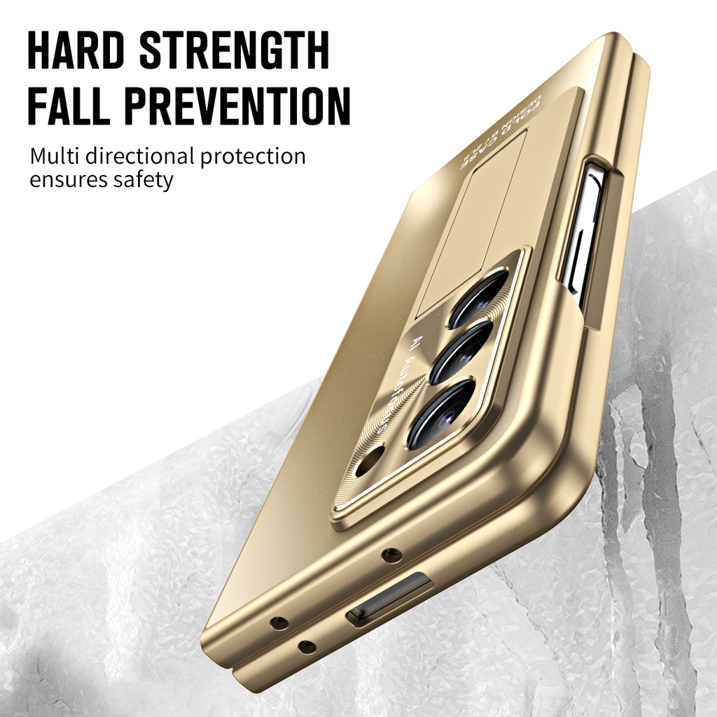 Dành Cho Samsung Galaxy Z Fold 6 5 Ốp Lưng Mạ Bản Lề Gấp 4 3 Với Bút S 360 Bảo Vệ Toàn Màn Hình AG Mờ Chống Sốc Chân Đế Vỏ Điện Thoại