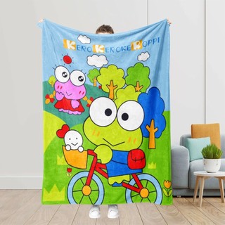 Keroppi Flannel Sanrio Chăn mềm mại hoạt hình, ấm giường, điều hòa, văn phòng