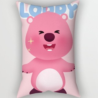 Vỏ gối polyester hoạt hình Zanmang Loopy màu hồng, hình chữ nhật, trang trí sofa, không kèm lõi gối