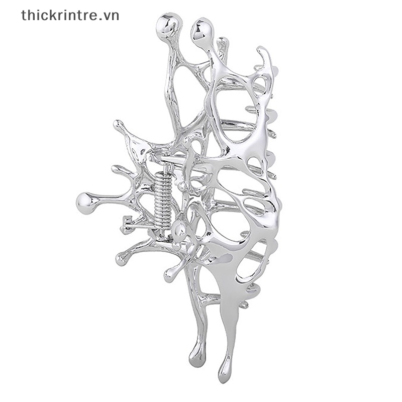 THI Hình Học Móng Vuốt Kẹp Nữ Kim Loại Lớn Màu Bạc Phong Cách Hàn Quốc Thời Trang Kẹp Tóc Lấy Kẹp Bé Gái Phụ Kiện Tóc VN