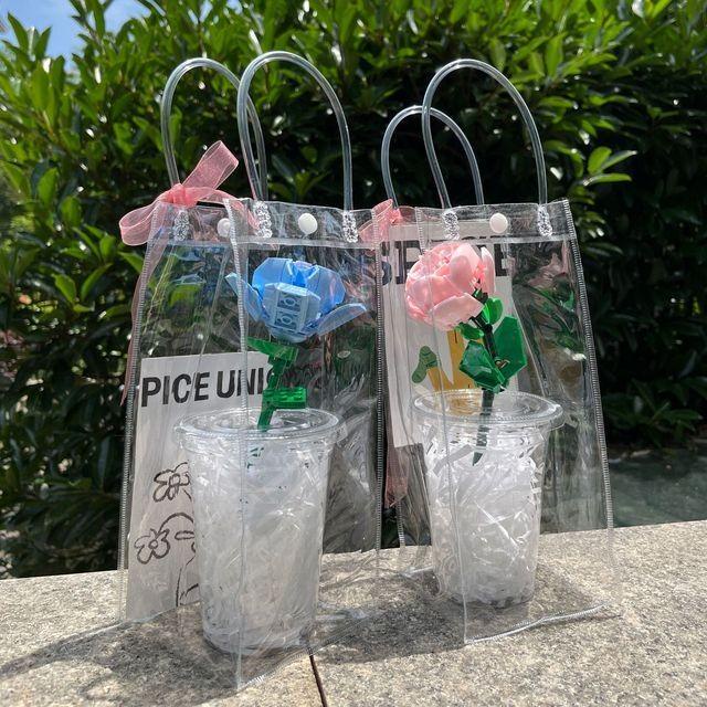 set 5 Túi trong suốt đựng bình giữ nhiệt  có tay cầm tiện lợi đựng đc nhiều loại bình