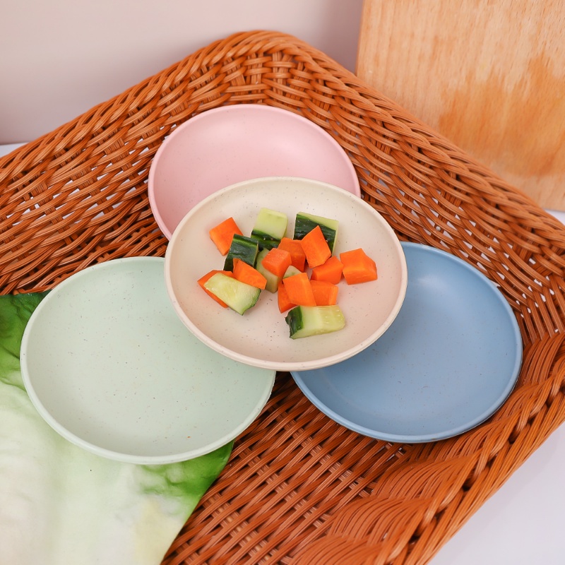 Đĩa Tròn 10cm Bằng Sợi Rơm Lúa Mì Đựng Bánh Kẹo Trái Cây Không Vỡ Có Thể Tái Sử Dụng