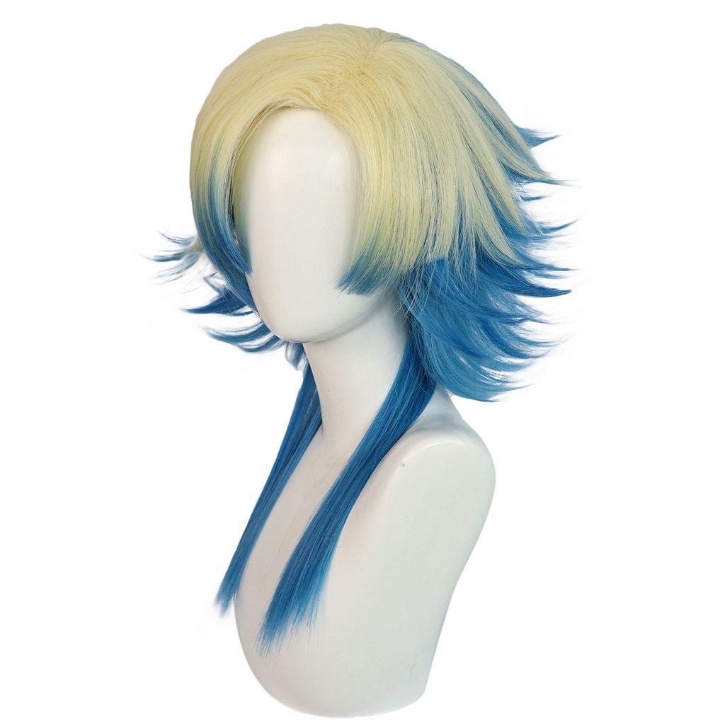 Yt2 Blue Lock Michael Kaiser tóc giả cosplay xanh be, tóc tổng hợp chịu nhiệt, chuyển đổi, lông tơ