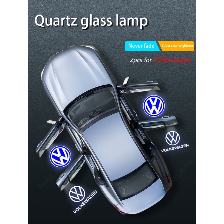 2 Đèn LED Chiếu Logo Gắn Cửa Xe Hơi Volkswagen Touareg Teramont CC Golf Sagitar New Passat Touran Tuguan