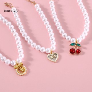 Tencetvip11 Vòng Cổ Mèo Thanh Lịch Bắt Mắt Tinh Tế Thú Cưng Chó Mèo Anh Đào Mặt Dây Chuyền Giả Cổ Ngọc Trai Cung Cấp Cho Thú Cưng