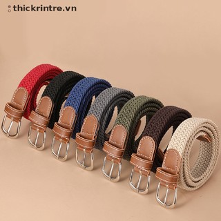 Thắt Lưng Vải Canvas Phối Da Dệt Co Giãn Tốt Thời Trang Cho Nữ
