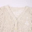 Woke Nữ Phong Cách Pháp Tay Ngắn Ren Shrug Rỗng Ra Móc Đan Bolero Cardigan Cổ Chữ V Nút Xuống Sheer Crop fo