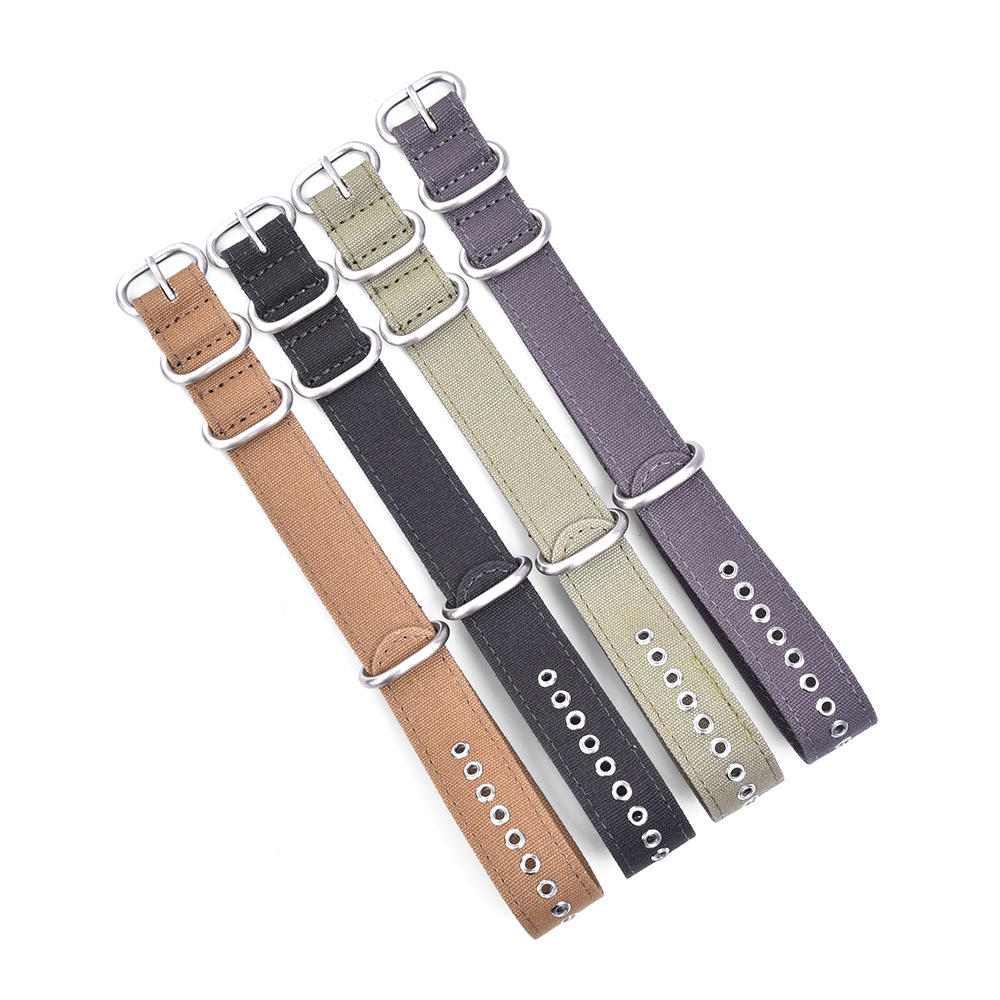 Dây Đeo Đồng Hồ Bằng Vải Canvas Nylon 18mm 20mm 22mm Phong Cách Quân Đội ZULU Dành Cho Nam Nữ