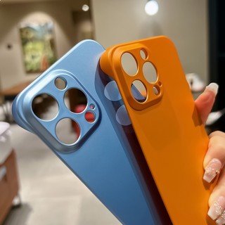Ốp Điện Thoại Không Khung Mỏng Cho iPhone 14 13 12 Mini 11 Pro XS Max XR X 8 7 Plus SE 2022 2020 Sơn Kim Loại Vỏ Nhựa Cứng T19