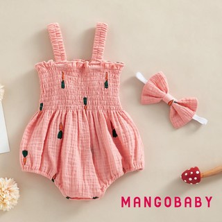 Mgg-baby Girl 2 Bộ Trang Phục Mùa Hè, Áo Liền Quần In Hình Anh Đào / Cà Rốt / Cây Không Tay Có Băng Đô