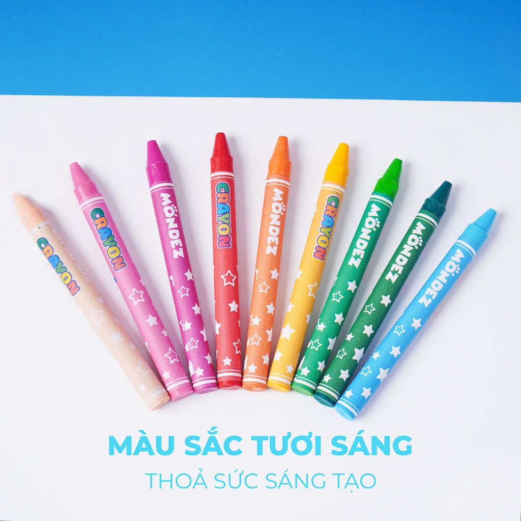 Hộp Sáp 18 Màu MONDEZ, Màu Tươi Sáng, Chất Liệu Bám Giấy Tốt, Dễ Dàng Rửa Sạch, An Toàn Phù Hợp Cho Bé M50005