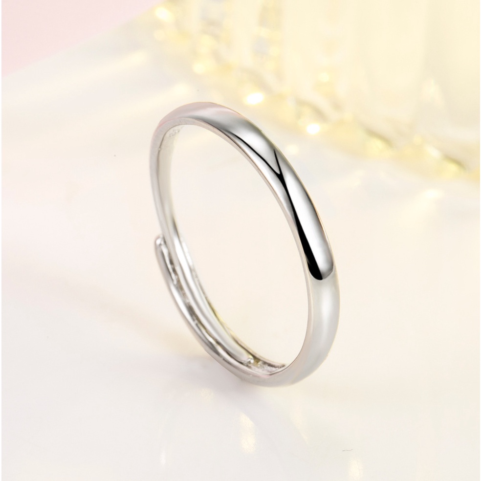 Nhẫn Bạc s925 Màu Trắng Đơn Giản Có Thể Điều Chỉnh Cho Cặp Đôi