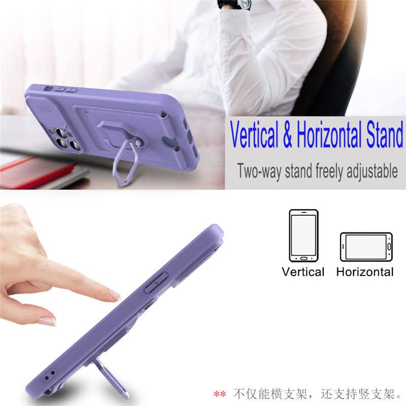Trượt Bảo Vệ Ống Kính Máy Ảnh Dành Cho Xiaomi Mi Poco M2 M3 M4 X3 X4 Pro X3 NFC C3 M5S M3 Ví Khe Cắm Thẻ Dành Cho Redmi 10A Note 10S 9 Nhẫn Từ Tính Đứng Coque
