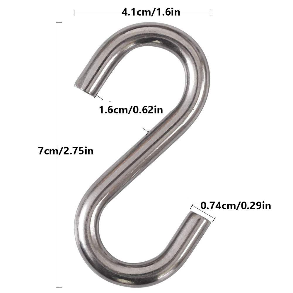 [Vận chuyển nhanh] 2 móc S hạng nặng, sức chịu lực: 300 (kg) 70mm / 2,75in 2,75in Võng Swing S Móc, Móc hình chữ S mạ kẽm chống gỉ Bảo quản trần xưởng