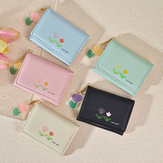 Ví nhỏ PIERRE LOUES họa tiết hoa tulip hoạt hình đáng yêu cho nữ