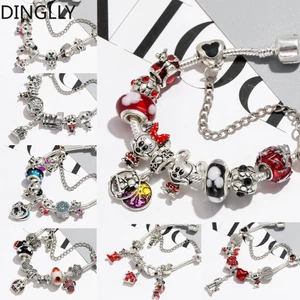 Vòng Tay Chuỗi Hạt Màu Bạc Mặt Hình Động Vật Dễ Thương Cho Nữ