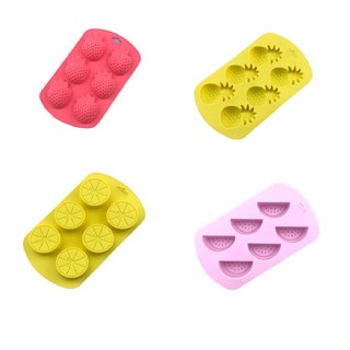 Khuôn Silicon Hình 6 Trái Cây Hoa Quả Tự Làm Kẹo Thạch Pudding Xà Phòng Khuôn Fondant Socola Nướng Bánh Trang Trí