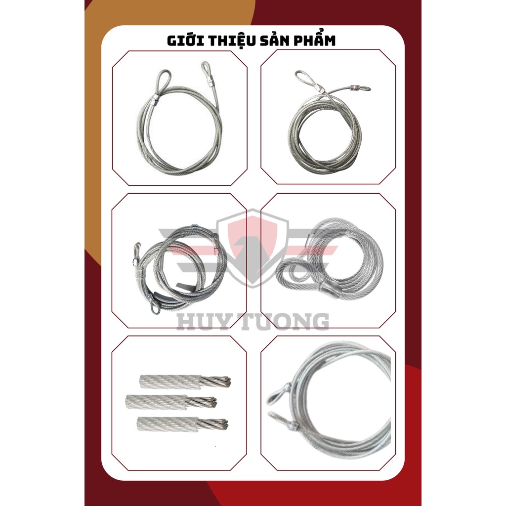 Mô tả Dây cáp khoá xe máy bọc nhựa 1m/2m/3m/4m/5m/6m/7m/8m/9m/10m 10 ly - Huy Tưởng - 1