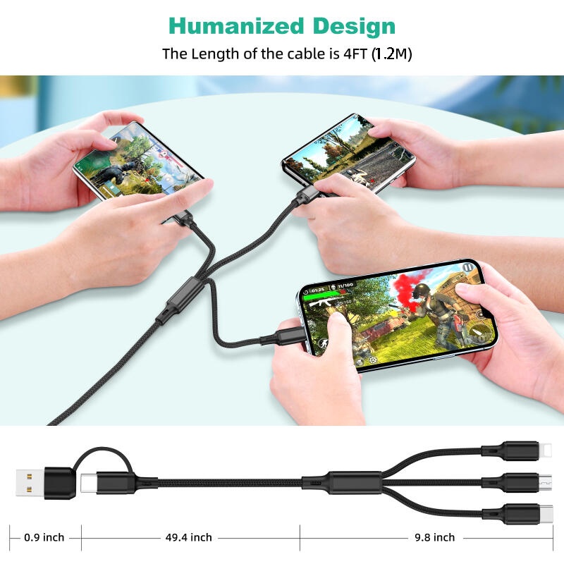 Ảnh Dây cáp sạc nhanh HDOORLINK 5 trong 1 3A USB A / C sang điện thoại Type-C / Micro USB / nhẹ thích hợp cho IOS Android 2