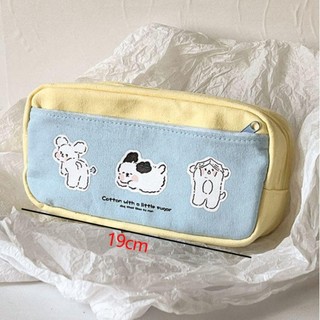 Văn phòng phẩm DWELLCO, Túi đựng bút chì dây kéo in hình chó con dung tích lớn, Túi lưu trữ đa chức năng dễ thương Đồ dùng học tập dành cho học sinh