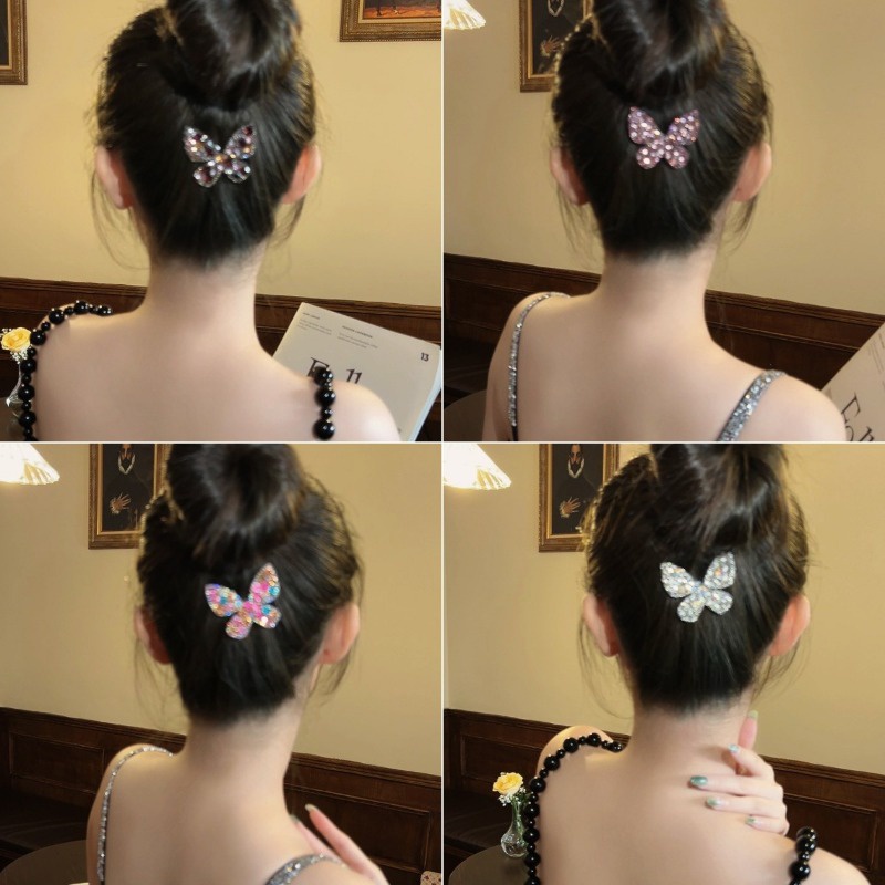 Kẹp Tóc Đính Đá Hình Hoa & Bướm Thời Trang Hàn Quốc Cho Nữ
