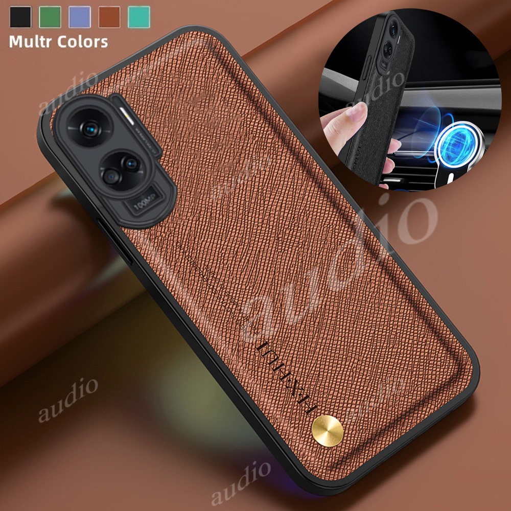 Kết cấu da pu hạt chéo vỏ điện thoại từ tính cho honor 90 lite pro 5g 90lite 90pro 2023 máy ảnh chống va đập fundas cho honor90 lite pro 5g car magnetic holder cover