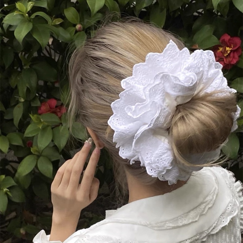 Dây Buộc Tóc Cotton Nguyên Chất Phối Ren Handmade Đa Năng Phong Cách Lolita Thời Trang Cho Nữ