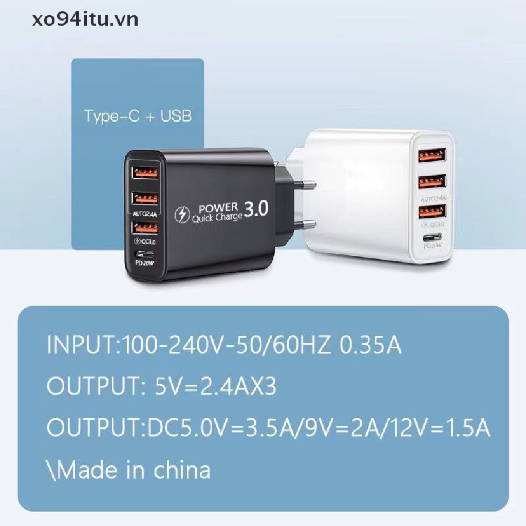 XOITU 1 Bộ sạc 3USB + Bộ chuyển đổi điện thoại đa năng sạc Type-C VN
