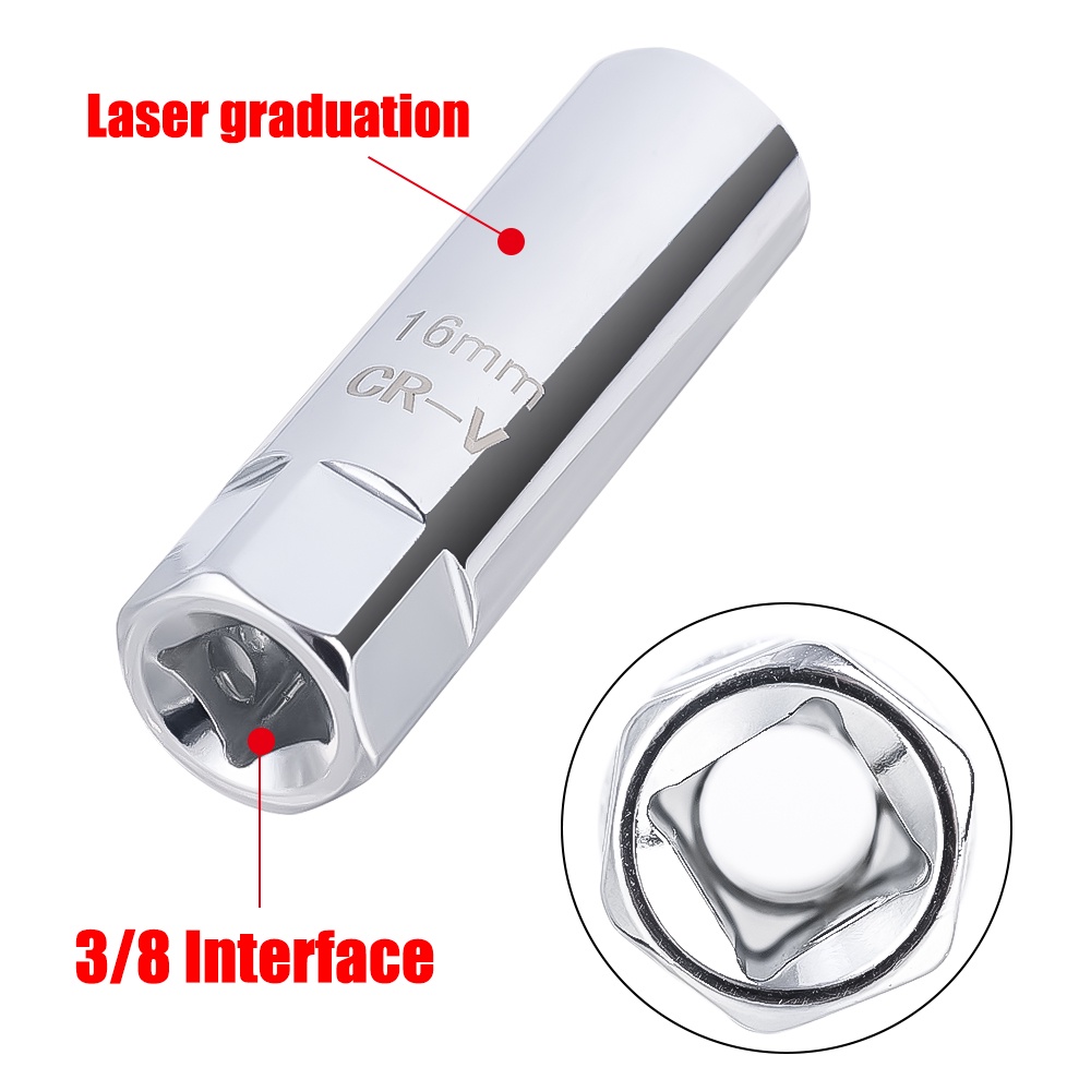 1 Ổ Cắm Bugi 14 / 16mm 3 / 8 Inch 12 Điểm Chất Lượng Cao