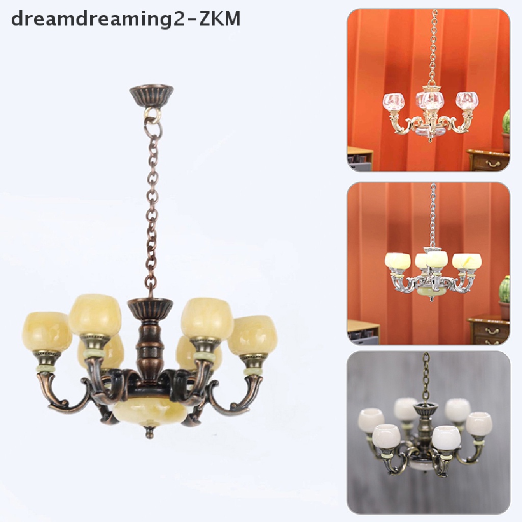 [dreamdreaming] 1: 12 Nhà búp bê Đèn chùm thu nhỏ Đèn trần làm việc Đèn nội thất Mô hình Trang trí Phụ kiện nhà búp bê [zkm]