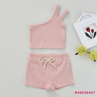 Mgg-2 Cái Trang phục bé gái, Bộ áo không tay trễ vai phong cách giải trí dành cho trẻ mới biết đi