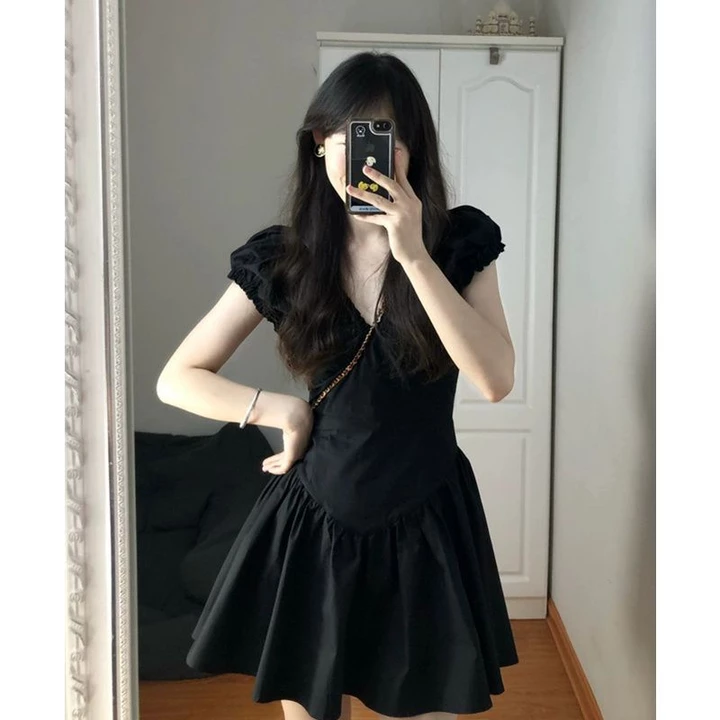 Cheesebunny váy babydoll đầm babydoll Đầm Xoè Cổ V Nhẹ Nhàng Siêu Dễ Thương