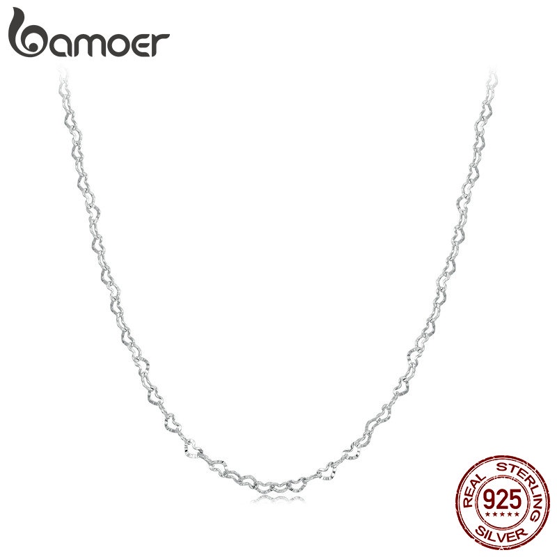BAMOER Vòng cổ bạc 925 Mặt Trái Tim Độc Đáo Thời Trang SCA026