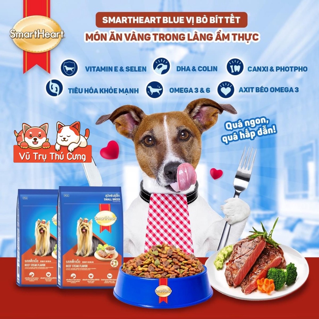 Thức ăn cho chó Hạt Smartheart 3Kg - Dành cho chó con, chó trưởng thành