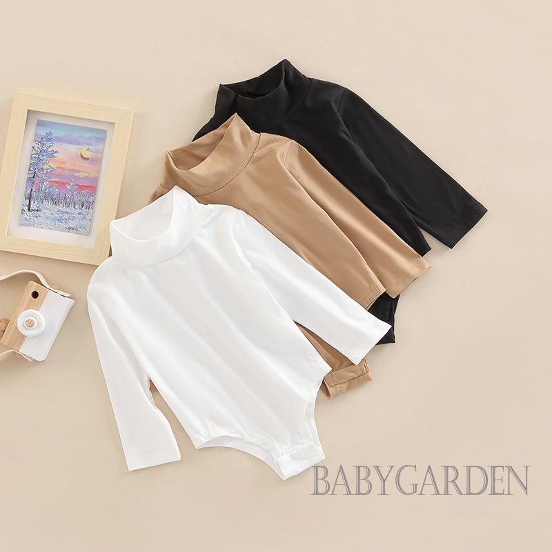 Bộ Áo Liền Quần Tay Dài Cổ Lọ Màu Sắc Trơn Thời Trang Mùa Xuân Xinh Xắn Cho Bé Trai Và Gái