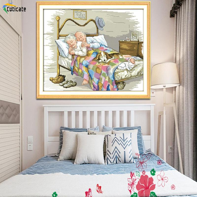 [Cuticate]  Tranh Thêu Chữ Thập Hình Cặp Đôi Lãng Mạn Đếm Ngược 44x36cm