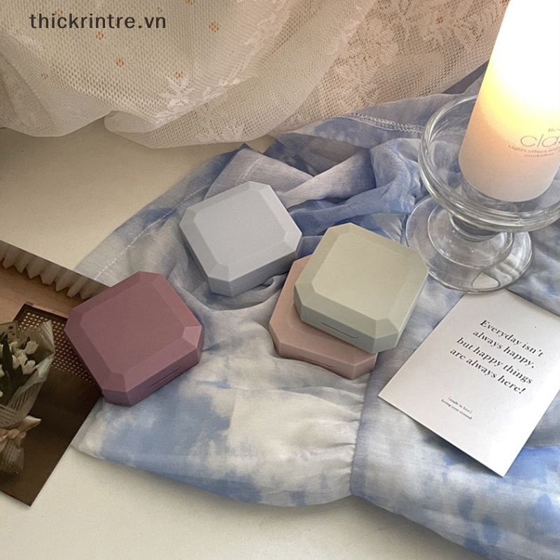 Hộp Đựng Kính Áp Tròng Màu Trơn Kèm Nhíp Hút Tiện Dụng Mang Theo Du Lịch
