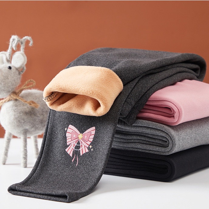 Quần Legging Trẻ Em Plus Nhung Dày 100-160 Kích Thước Nữ Thường Ngày Thu Đông Quần Áo Trẻ Em Nơ Phong Cách Mới Hợp Thời Trang Mặc Ngoài Bé Gái Quần Ấm QSRH