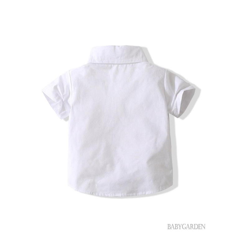 Bộ Trang Phục 2 Mảnh Áo Sơ Mi Ngắn Tay Cài Khuy + Quần Short Yếm Lịch Lãm Cho Bé Trai 6 Tháng - 4 Tuổi
