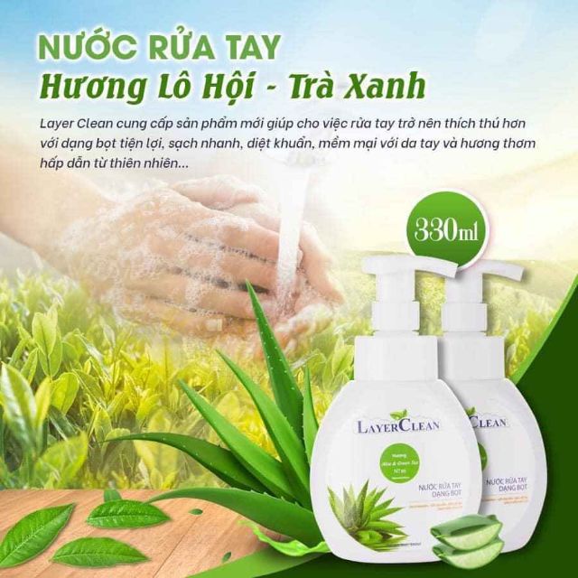 Nước rửa tay hữu cơ Layer Clean hương lô hội dạng bọt chai 330ml ...