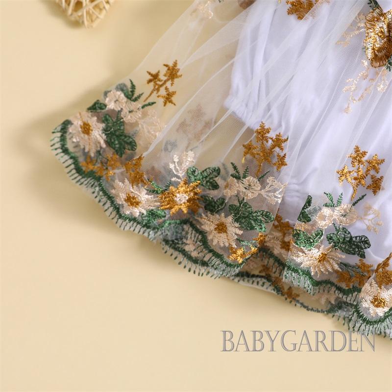 Áo Liền Quần Cổ Thuyền Thêu Hoa Dành Cho Bé Gái 0 Đến 24 Tháng Tuổi