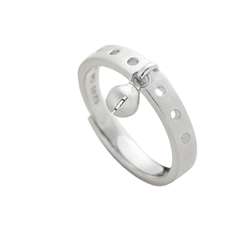 S925 Bạc Mèo Tai Chuông Cặp Đôi Nhẫn Dễ Thương Mở Đầu Có Thể Điều Chỉnh Nam Nữ Cặp Đôi Nhẫn