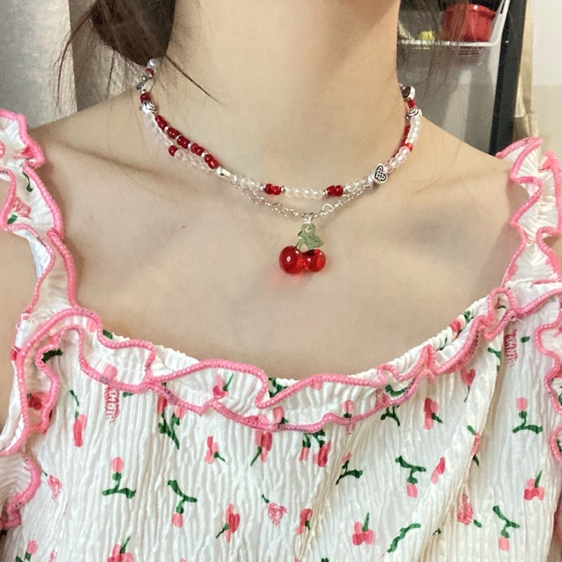 Vòng Cổ Chuỗi Hạt Hình cherry Thời Trang Hàn Quốc Ngọt Ngào Cho Nữ
