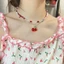 KIN Y2K Đỏ Anh Đào Trái Tim Đính Hạt Vòng Cổ Choker Nữ Bohemian Hạt Anh Đào Mặt Dây Chuyền Vòng Cổ Vintage Egirl Vòng Cổ Người Do Thái