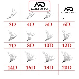 Mi fan  LASHES SUPPLY LINE 18D MD LASHES độ cong C - CC - D, độ dày 0.5 - 1 hộp 1000 fan - dụng cụ nối mi
