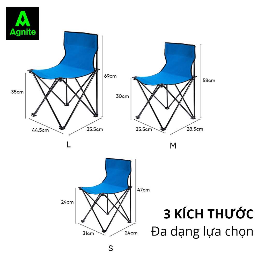 Ghế cắm trại, dã ngoại, câu cá chống nước chính hãng AGNITE, gấp gọn nhiều size, tặng kèm túi